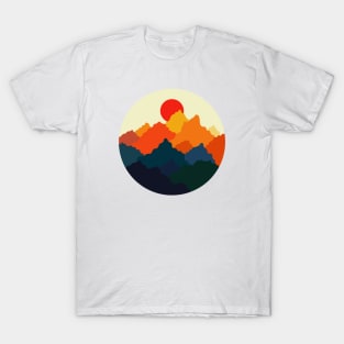 Minimalist Abstract Nature Art #42 Warm, Vibrant and Mountains T-Shirt